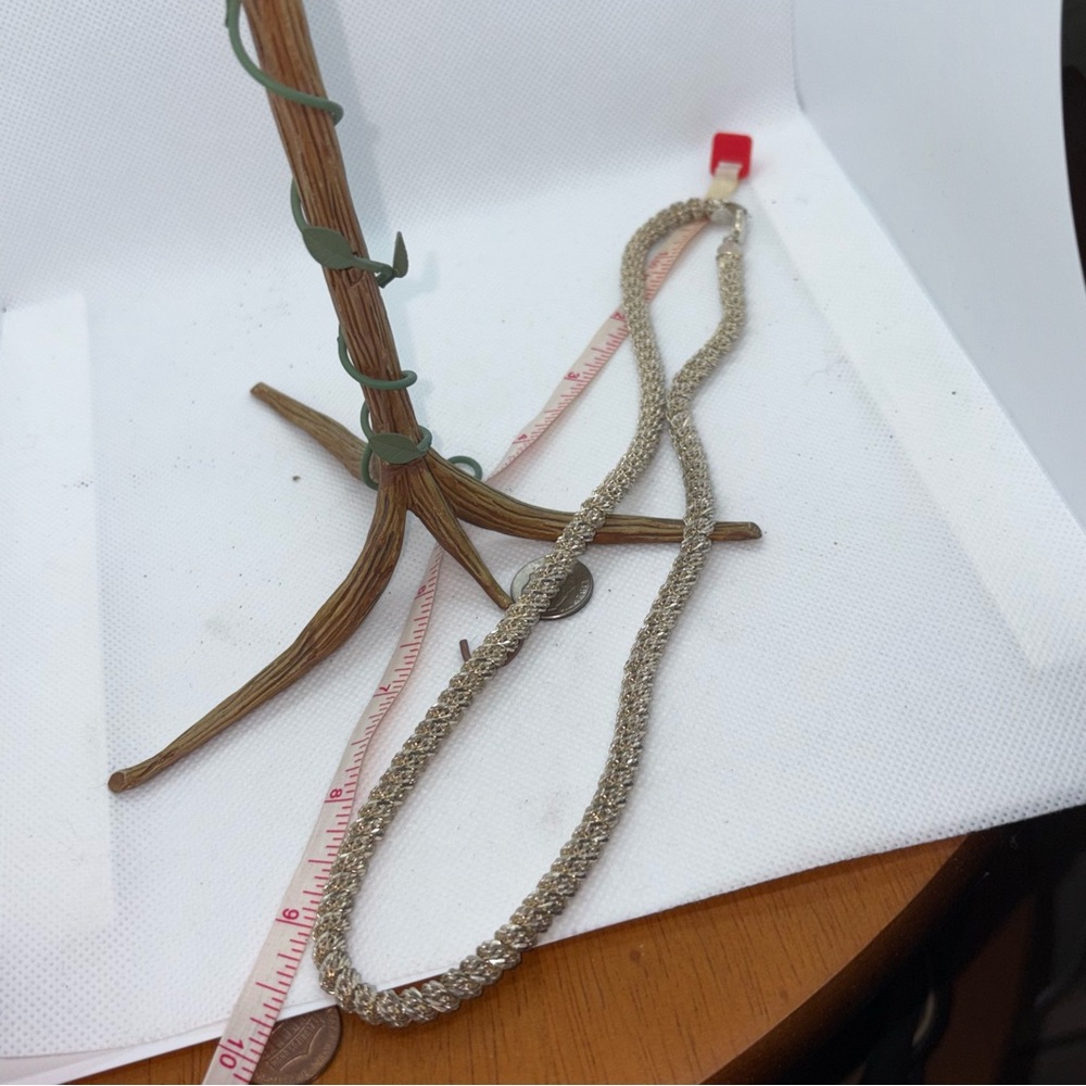 Heavy Sterling Silver Chain Necklace Double Chain Wrapped around a Single Chain